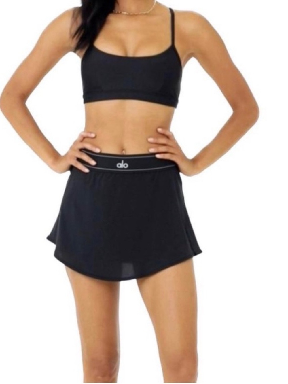 ALO Yoga Women's Athletic Skort with Logo Waistband Size M Black